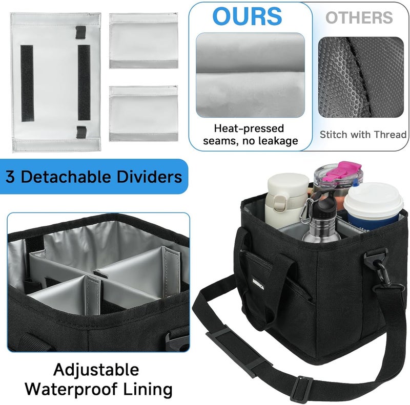 MRINCA Drink Carrier with Handle, 4 Cup Insulated & Leakproof Tote - Portable Reusable Cup Holder for Delivery Drivers, Car Travel, Family Outings - Image 3