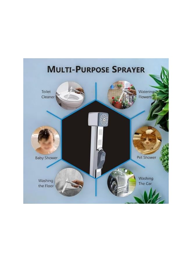 The Bros مجموعة رشاش بيديت يدوي كروم متميز AZTON_IT-3060 بطول 47 بوصة خرطوم فولاذي مقاوم للصدأ، شطاف مثبت على الحائط للمرحاض، للعناية الشخصية وغسل حفاضات الأطفال، مقاوم للتسرب وسهل التركيب - Image 5