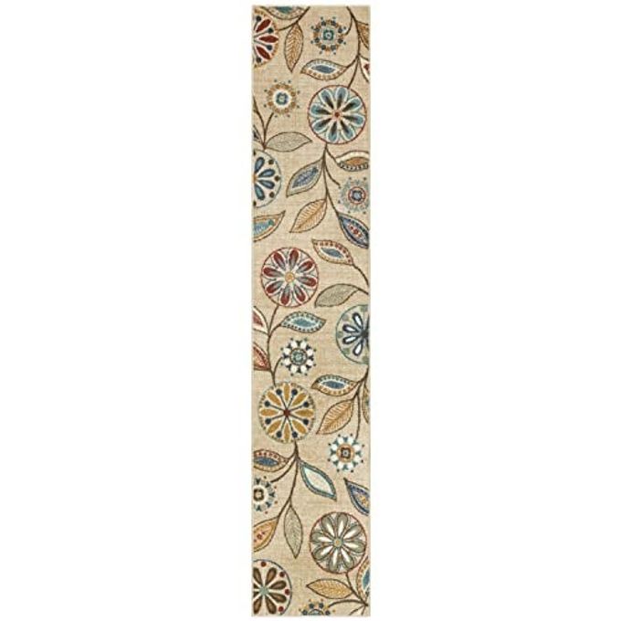 Maples Rugs Reggie Floral Runner Rug Made in USA Washable, Non Slip Indoor Carpet for Kitchen, Hallway, and Laundry Room, 2' x 10', Beige - Image 4