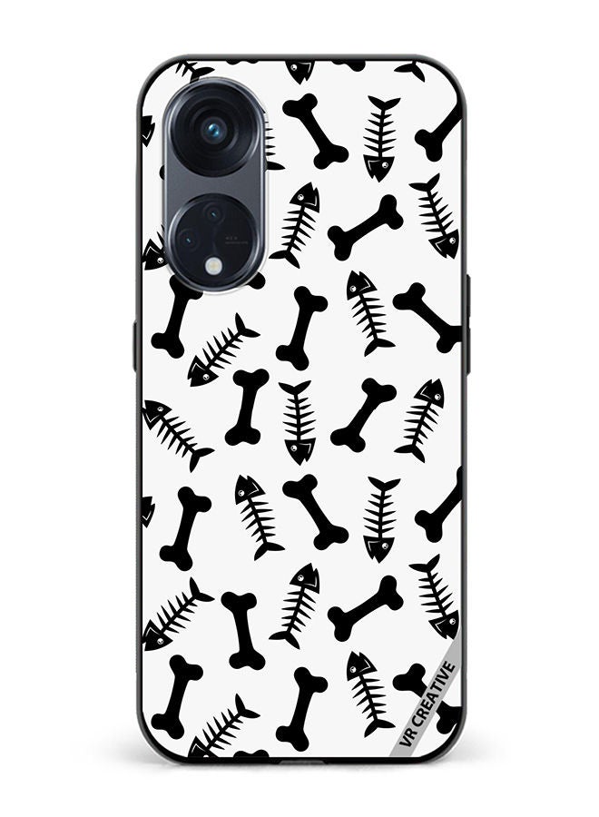 VR CREATIVE Protective Case Cover For Oppo Reno8 T 5G Bones Seamless Pattern Design Multicolour - Image 1