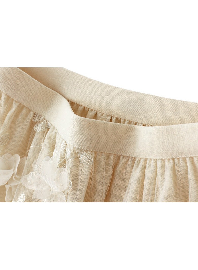 Loquat Women's Artistic Hhigh Waisted Long Skirt Apricot  - Image 2