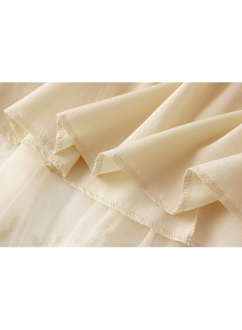 Loquat Women's Artistic Hhigh Waisted Long Skirt Apricot  - Image 3