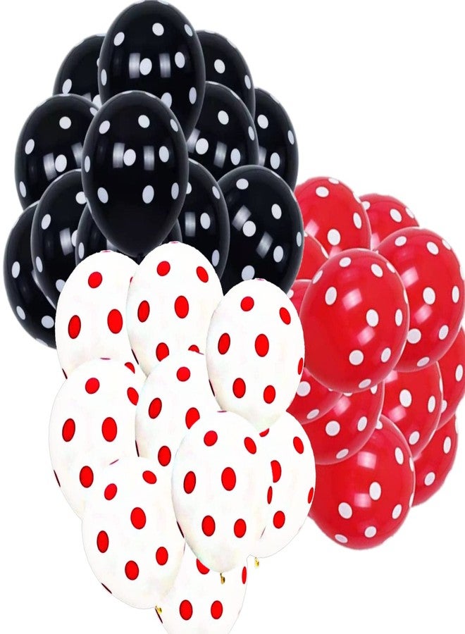DUL DUL Black 10 Red 10 White 10 Polka dot balloons for birthday decoration 30 Pcs-pack of Theme Party Balloon (30, BLACK+RED+WHITE POLKA DOT) - Image 1