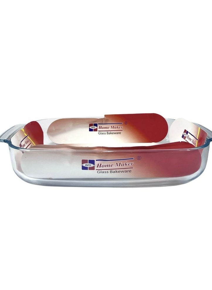 Homemaker Elegant Turkish-Designed Deep Curve Rectangular Glass Baking Dish – 3.7L Capacity, 38x25.5cm, 6.4cm Height – Crystal Clear & Oven-Ready  - Image 4
