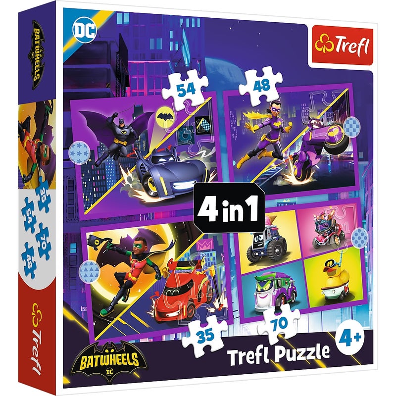 Trefl - Batwheels 4in1 Puzzle 54+48+35+70 Pieces - 34658 - Image 1