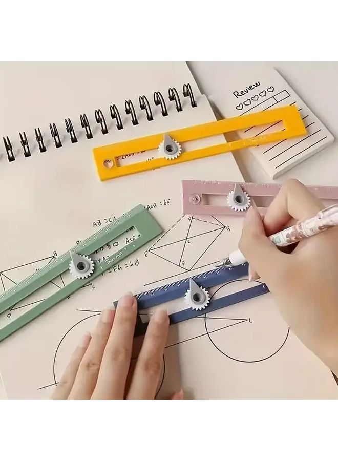 1 قطعة أداة هندسية ذات وظيفة مزدوجة باللون الأخضر مع مسطرة مدمجة وبوصلة - Image 3