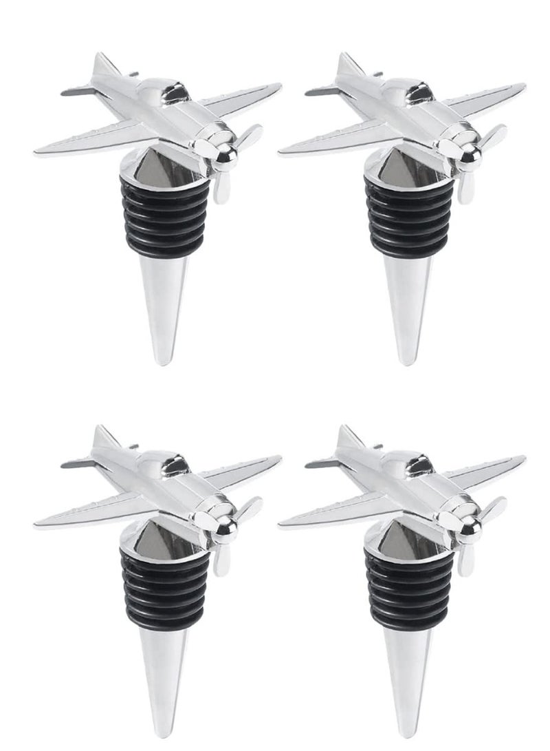 Barakah 4 PCS Wine Stopper Bottle Stopper Wine Saver, Reusable Wine Stopper Used, Wine Champagne Preservation Plug, Aircraft Style Beer Wine Spout Saver Beverage Bottle Seal - Image 1