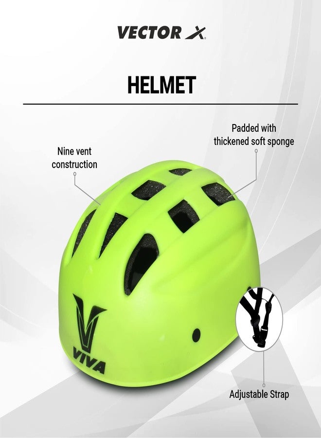 Viva Protective Set Protective Set (Knee/Elbow/Wrist Guard) Multi Purpose Safety Kit for Skateboarding, Roller Skating, Inline Skating, Cycling and Other Sports (Junior, Green) - Image 1