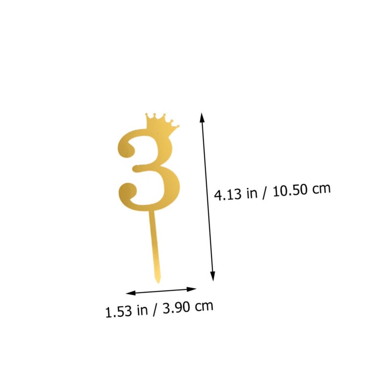 Acrylic Number Cake Toppers Crown Design Mirror Finish Birthday Party Decorations 10pcs - Image 5