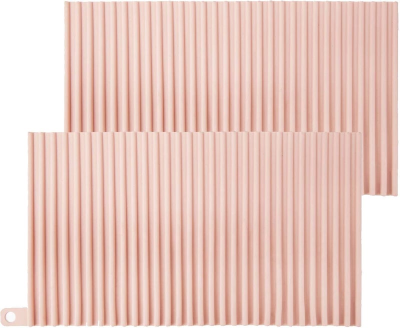 NILKANTH NILKANTH® Small Silicone Dish Drying Mat,12x7 inch, Heat & Resistant Mat (2 Pack) Easy Clean Dishwasher Safe Eco-Friendly (Pink)  - Image 1