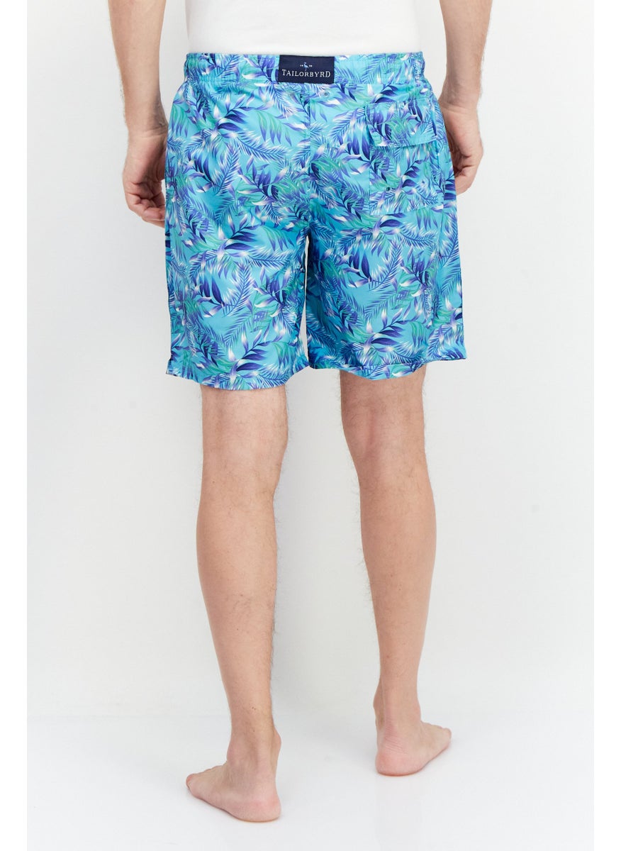 Tailorbyrd Men Allover Print Board Shorts Swimwear, Blue Combo  - Image 3