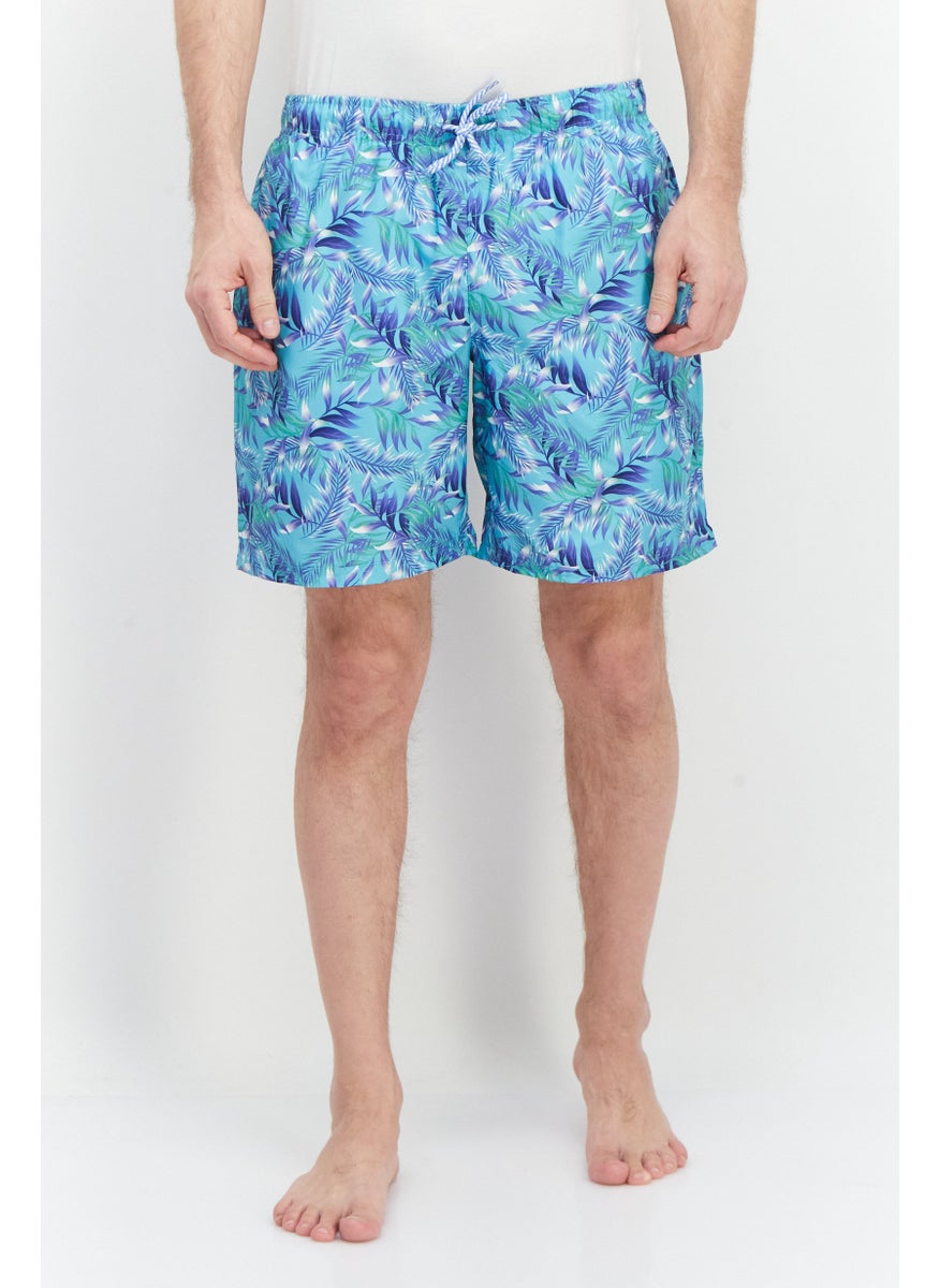 Tailorbyrd Men Allover Print Board Shorts Swimwear, Blue Combo  - Image 1