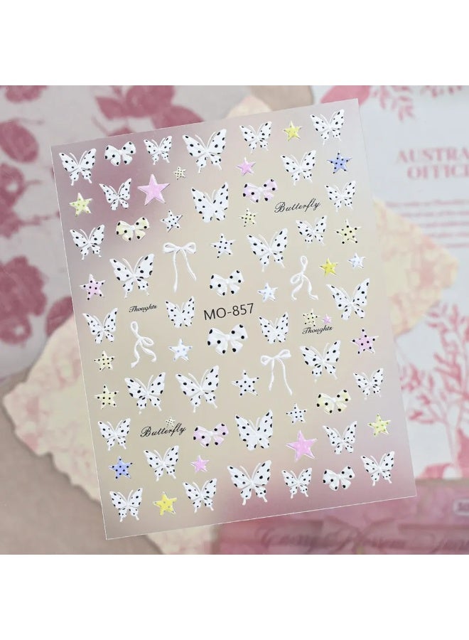 brunson 3D White Flower Nail Stickers Set | Butterfly & Polka Dot Nail Art Decals, French Lace Hollow Out Floral Stickers for DIY Manicure, Gel Polish, Acrylic & Natural Nail Designs - Image 2