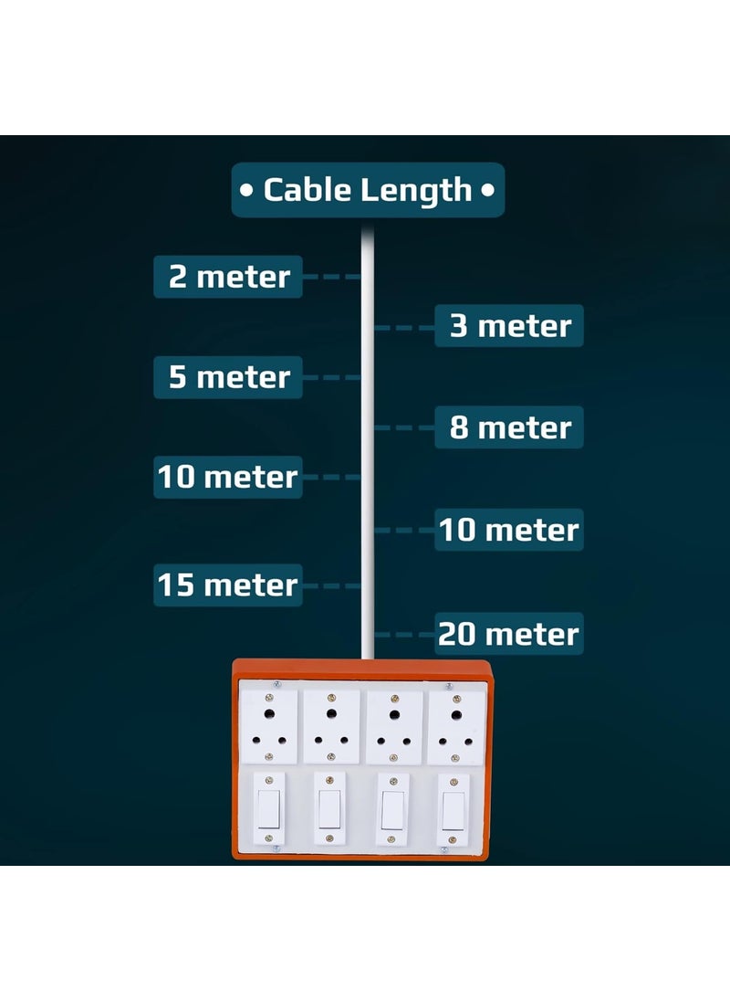 Cordnet Cordnet Premium Extension BoardWIth Brown Four Socket Four Switch 20 Meter Long Wire  - Image 3