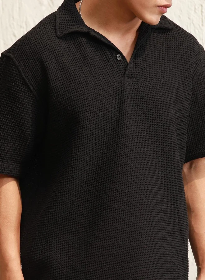 Hubberholme Men Black T-Shirts - Oversized Fit for Casual Style