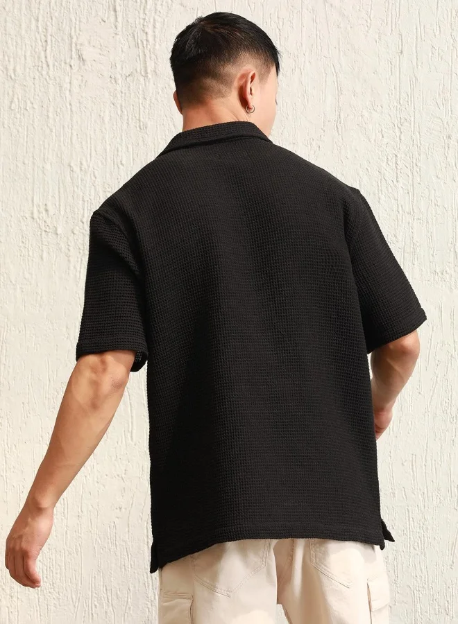Hubberholme Men Black T-Shirts - Oversized Fit for Casual Style