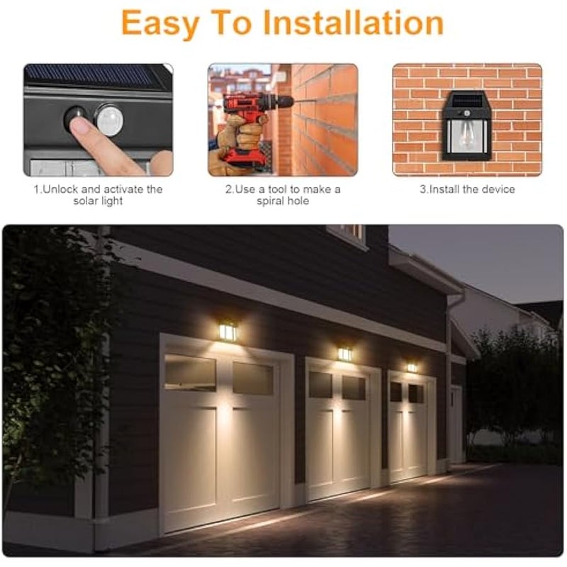 Solar Lights Outdoor,Dusk to Dawn Solar Wall Sconce Motion Sensor,3 Lighting Modes Waterproof Solar Security Wall Lantern Light Fixtures for Garden Yard Patio Fence Outside Decorative - Image 4
