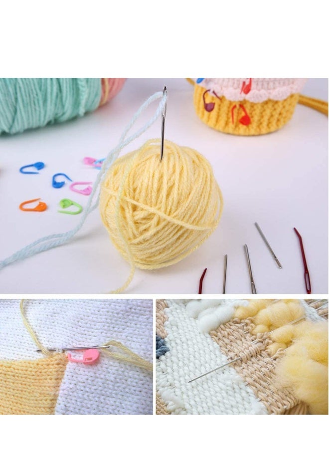 9-Piece Crochet Hook Set with Large-Eye Blunt Needles, 20 Stitch Markers, and 2 Tapestry Needles for Chunky Yarn, Carpet, Scarf, and Bulky Wool Weaving Projects. - Image 4