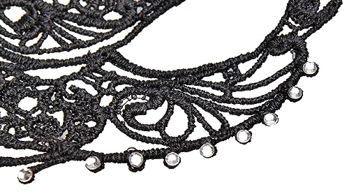 Alvogimor Women Lace Masquerade Mask, Costume Mask with Shiny Gemstone Decor for Halloween,Christmas Proms, Venetian Party, Mardi Gras, (Black) - Image 5