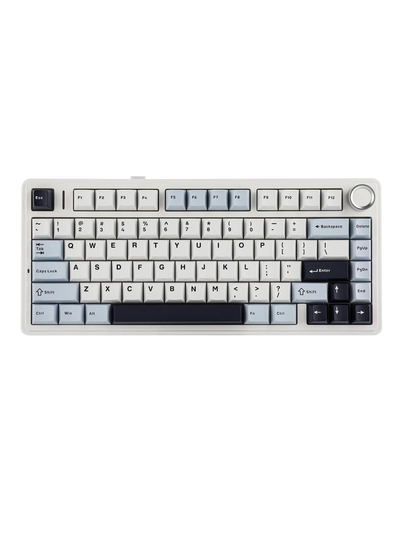 AULA F75 Gasket Mechanical Keyboard, 75% Wireless Hot Swappable Gaming Keyboard with Five-Layer Padding&Knob, Bluetooth/2.4GHz/USB-C, RGB (Light Blue, LEOBOG Reaper Switch)