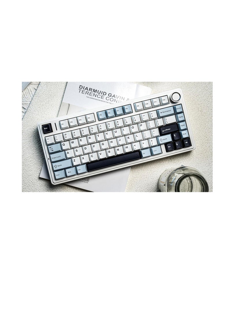AULA F75 Gasket Mechanical Keyboard, 75% Wireless Hot Swappable Gaming Keyboard with Five-Layer Padding&Knob, Bluetooth/2.4GHz/USB-C, RGB (Light Blue, LEOBOG Reaper Switch)
