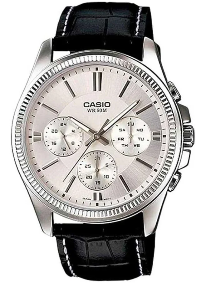 CASIO Men's Analog Display Watch With Black Leather Strap - MTP-1375L-7A