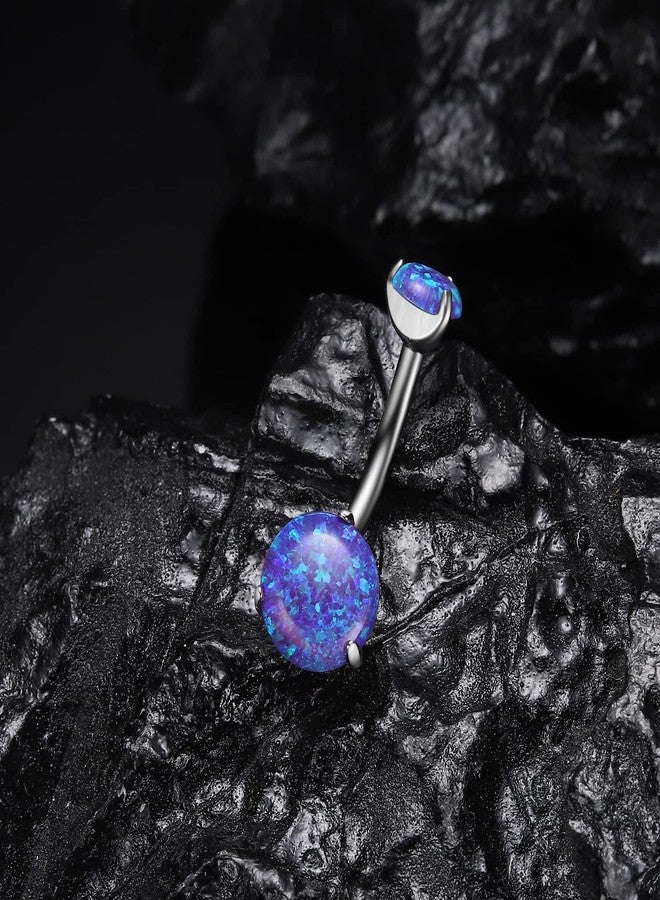 فوجو حلقات السرة من التيتانيوم VOJO G23، مرصعة بالزركون المكعب والأوبال، مضادة للحساسية، ملولبة، عيار 14، مجوهرات ثقب السرة الماسية، حجر الميلاد للنساء (عيار 14، 5 مم + 8 مم، أوبال بنفسجي داكن بمخلب) - Image 5