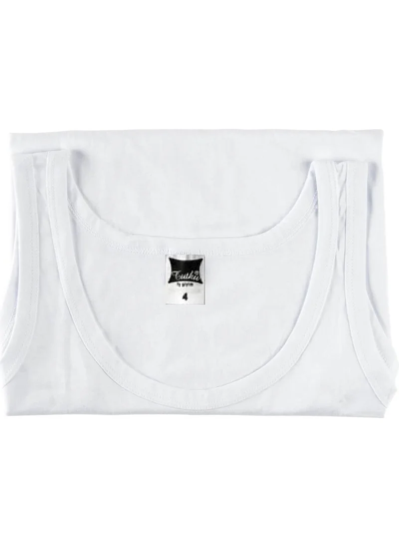 Tutku Passion Boy White 6 Pack Rib Cotton Undershirt