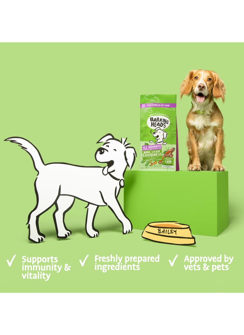 Barking Heads - Complete Dry Dog Food 2kg - Adult All Hounder Bowl Lickin' Goodness Lamb - Natural Everyday Immunity & Vitality - Vet Approved - Image 1