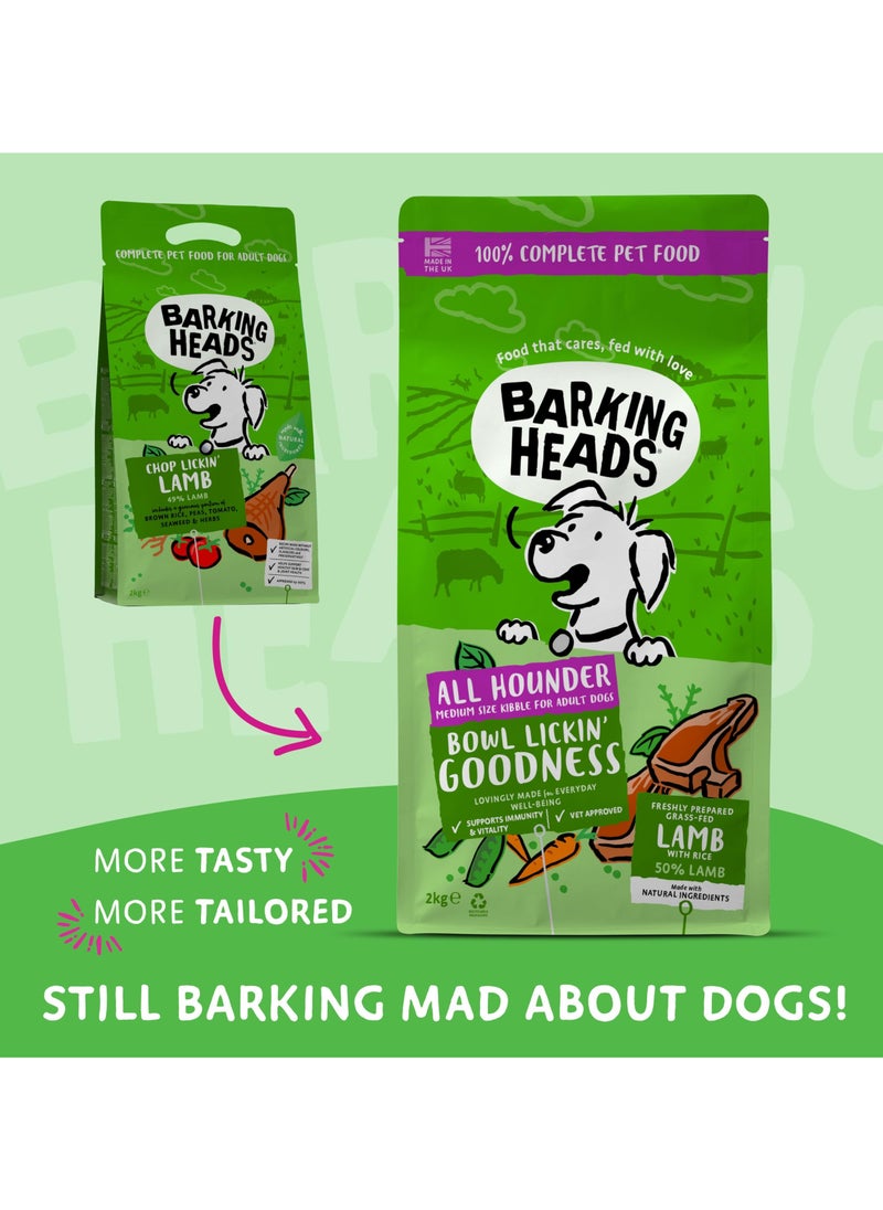Barking Heads - Complete Dry Dog Food 2kg - Adult All Hounder Bowl Lickin' Goodness Lamb - Natural Everyday Immunity & Vitality - Vet Approved - Image 1