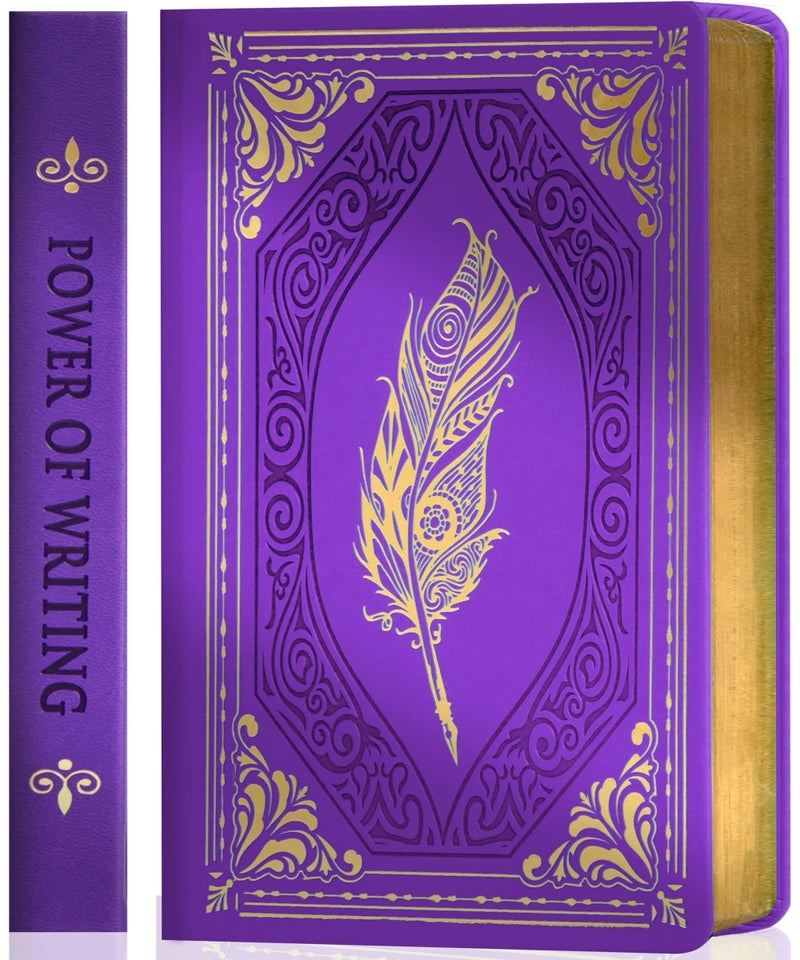 CAGIE 320 Pages Thick Hardcover Journaling Notebooks Vintage Leather Journal for Women Men A5 College Ruled Journals for Writing with Gift Box, 5.7 x 8.3 in, Purple - Image 1