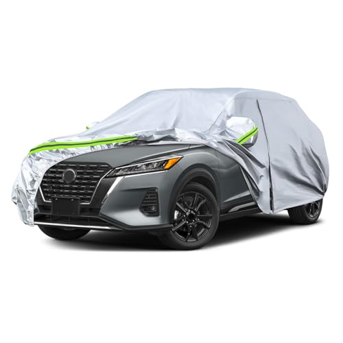 SPORTULI Waterproof Car Covers Replace for 2016-2025 Nissan Kicks, 6 Layers Silver All Weather Custom-fit Car Cover with Zipper Door & Windproof Bands for Snow Rain Dust Hail Protection - Image 1