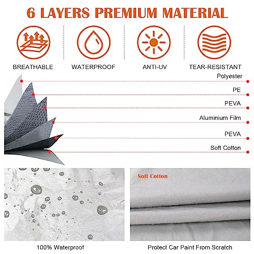 SPORTULI Waterproof Car Covers Replace for 2016-2025 Nissan Kicks, 6 Layers Silver All Weather Custom-fit Car Cover with Zipper Door & Windproof Bands for Snow Rain Dust Hail Protection - Image 3