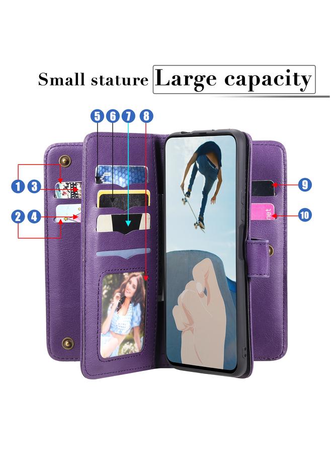 S-TOP Case For Huawei Y9a Multifunctional Magnetic Copper Buckle Horizontal Flip Solid Color Leather Case with 10 Card Slots & Wallet & Holder & Photo Frame - Image 5