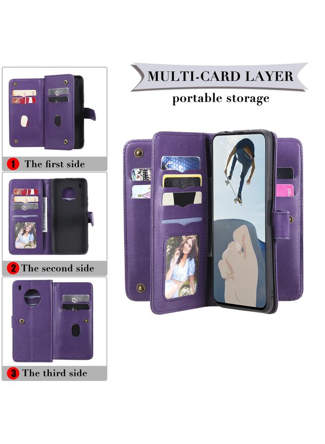 S-TOP Case For Huawei Y9a Multifunctional Magnetic Copper Buckle Horizontal Flip Solid Color Leather Case with 10 Card Slots & Wallet & Holder & Photo Frame - Image 4