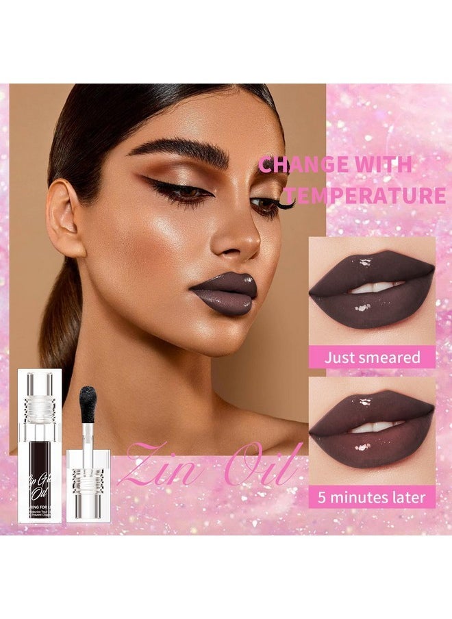 W3W Color Changing Lip Oil,Magic Color Changing Moisturizing Lip Glow Oil,Plumping Glimmer Hydrating Glow Lipstick,Long Lasting Lip Glow Oil, Nourishing Repairing & Non-sticky Primer Lip (#06, 0.12 Fl Oz)  - Image 2