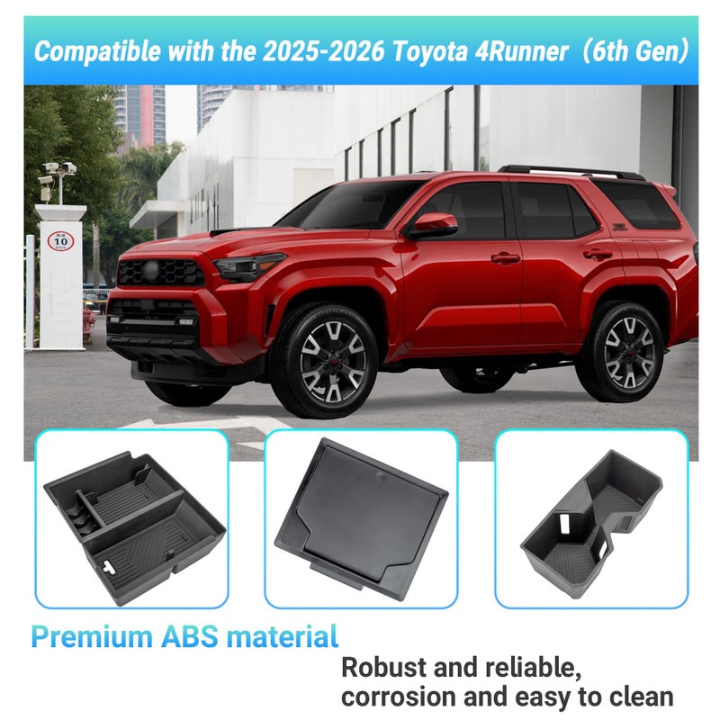 Sinminou Center Console Organizer Compatible with 2025-2026 Toyota 4Runner (6th Gen) Interior Accessories, Cup Holder, Armrest Organizer Tray and Hidden Storage Box - Image 2