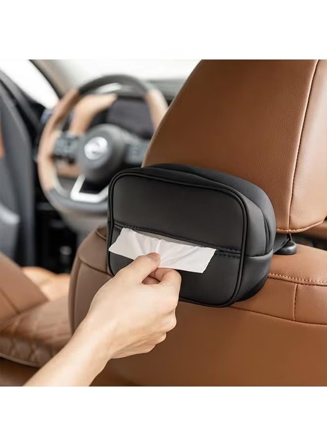 Leather Car Tissue Holder Waterproof Napkin Holder With Zipper Napkin Box Car Chair Back Mounted Tissue Dispense Interior Accessories For Toyota, Mazda, Hyundai Honda 18 X 12 X 7cm - Image 1