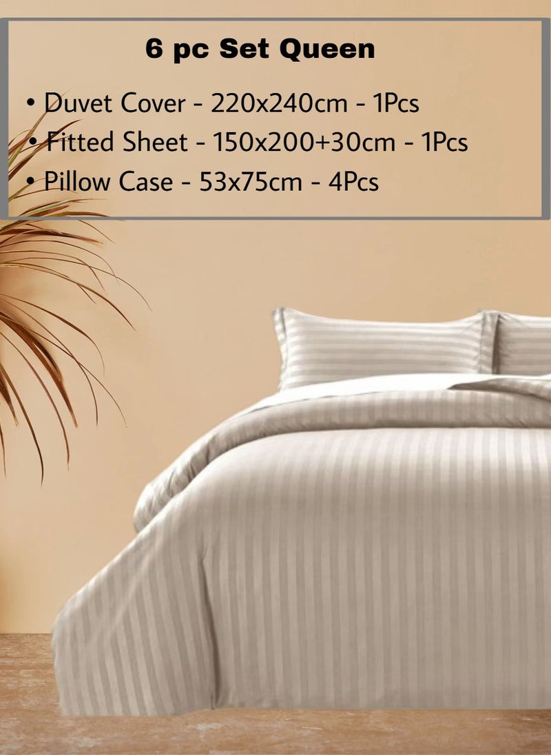REDTOMMY طقم أغطية لحاف ملكي مكون من 6 قطع – غطاء لحاف (220x240 سم)، ملاءة مشدودة (150x200+30 سم) و 4 أغطية وسائد (53x75 سم)، اللون - بيج - Image 2