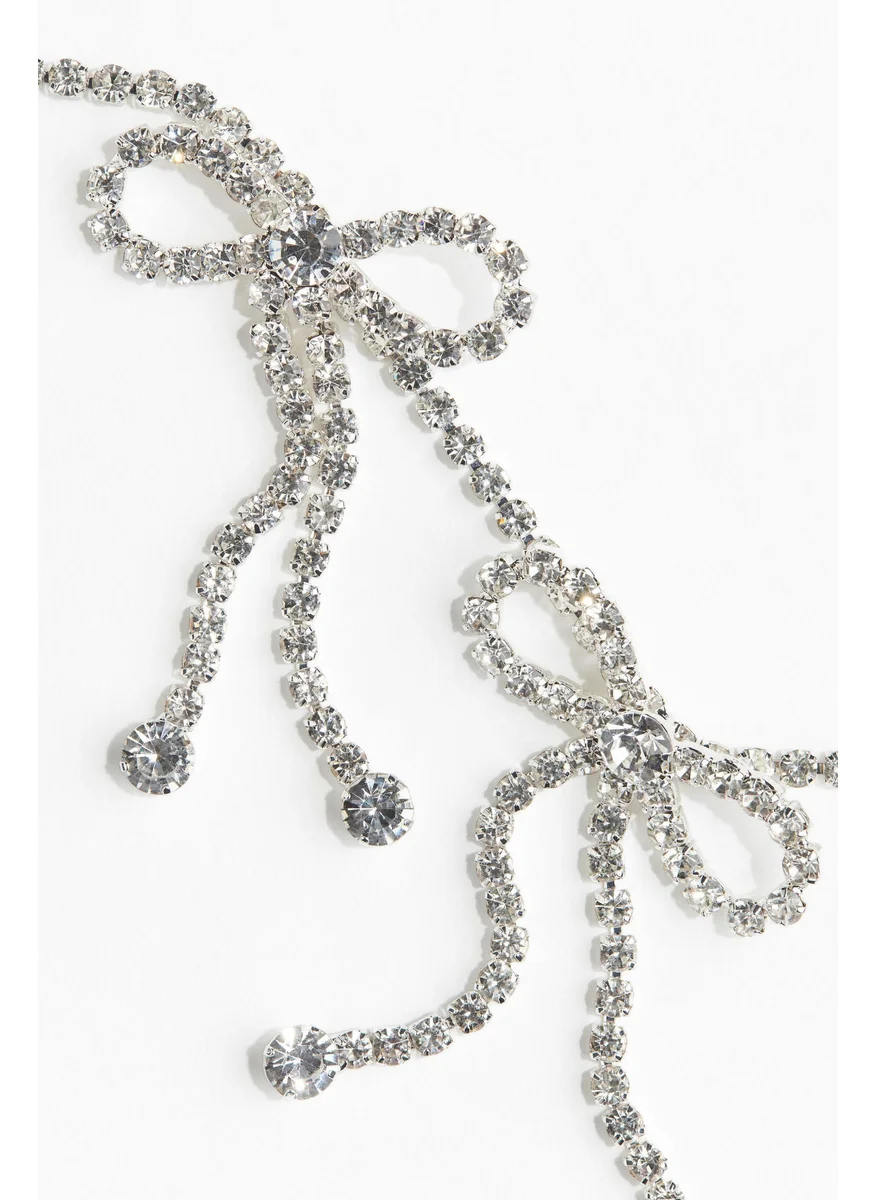 H&M Bow-Detail Rhinestone-Chain Necklace