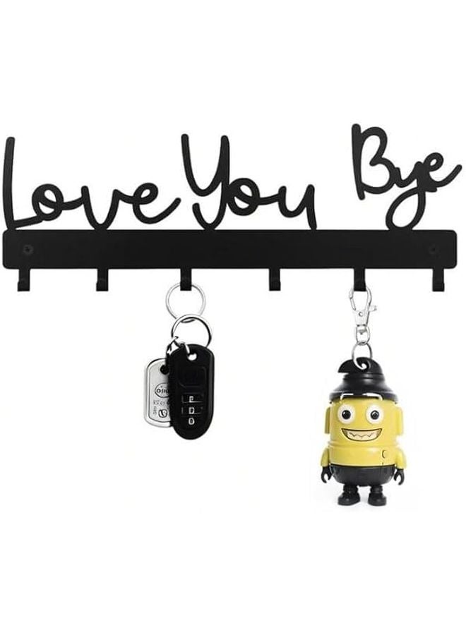 Wall Mounted Key Holder Hanger For Keys Coats Hats Shelf In Black - Image 2