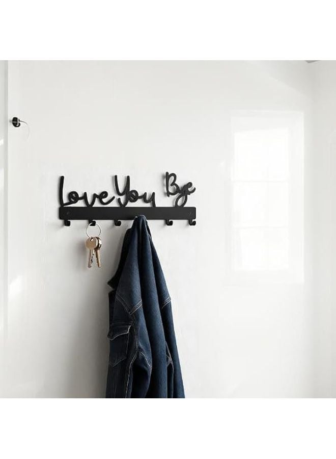 Wall Mounted Key Holder Hanger For Keys Coats Hats Shelf In Black - Image 5