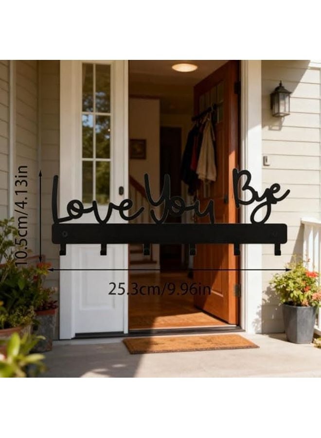 Wall Mounted Key Holder Hanger For Keys Coats Hats Shelf In Black - Image 3