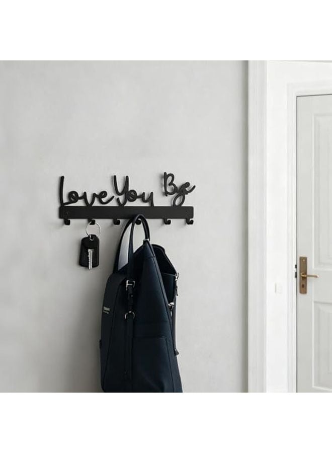 Wall Mounted Key Holder Hanger For Keys Coats Hats Shelf In Black - Image 4