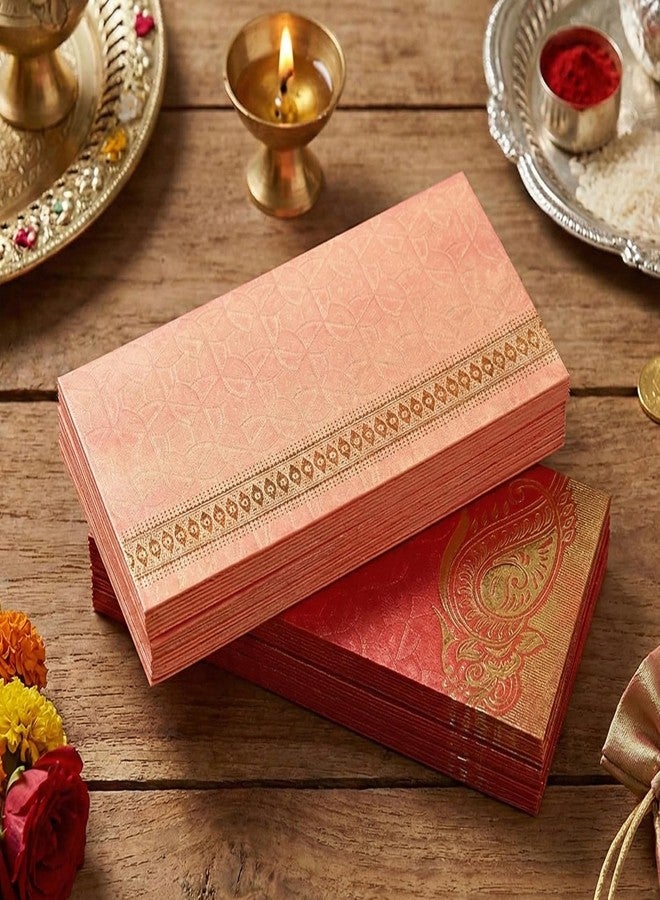 eSplanade Money Gift Envelopes Shagun Lifafa - Multi Color Pack of 50 Premium Designer Envelopes (Red, Pink) - Image 1