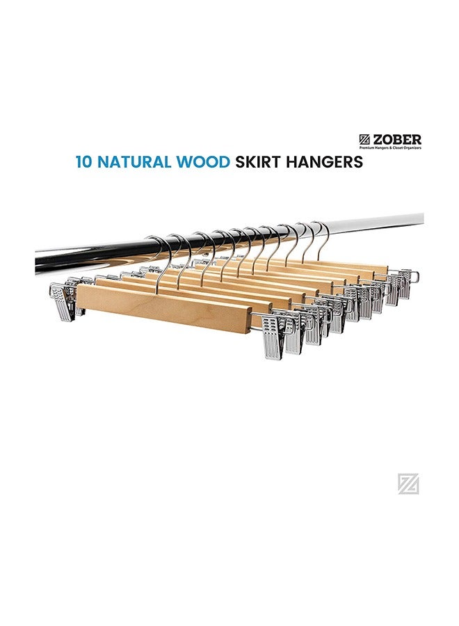 10-Piece 360° Swivel Hook High-Grade Wooden Hangers With Metal Clips - Image 3