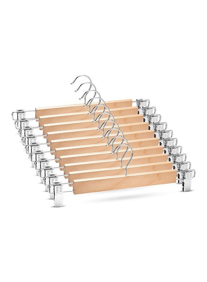 10-Piece 360° Swivel Hook High-Grade Wooden Hangers With Metal Clips - Image 1