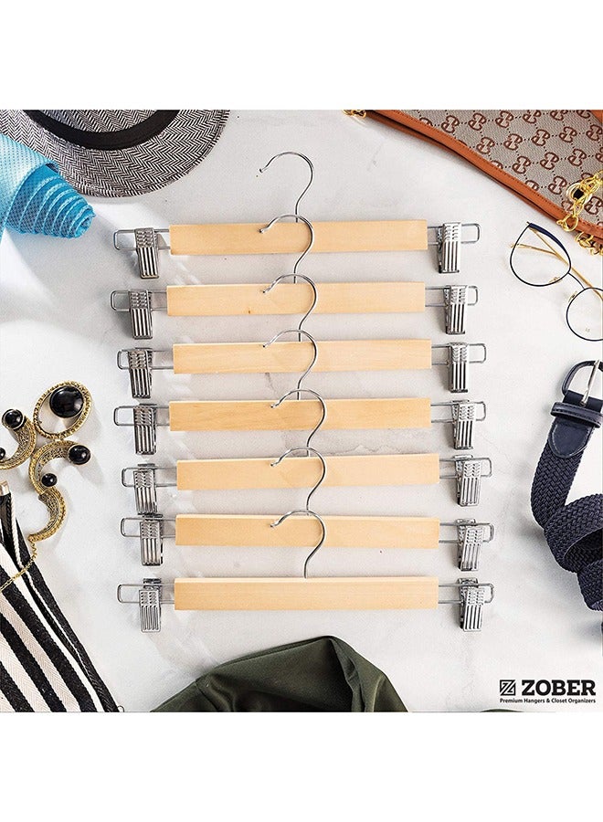 10-Piece 360° Swivel Hook High-Grade Wooden Hangers With Metal Clips - Image 4