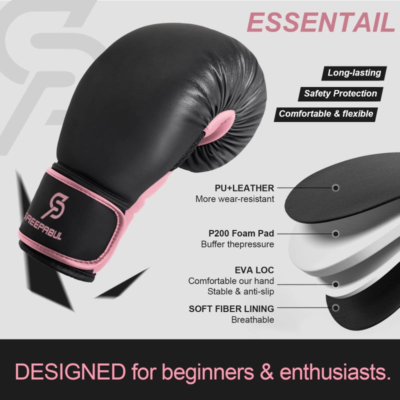 SAEEPABUL S200 Boxing Gloves for Men and Women Suitable for Boxing Kickboxing Mixed Martial Arts Maui Thai MMA Heavy Bag Fighting Training Raspberry, 14oz - Image 2