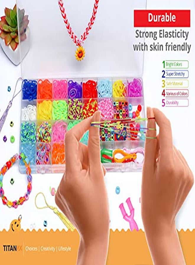 2200+ Loom Bands Kit with Bonus Crochet Hook for Rubber Band Bracelet Kit for Girls - Friendship Bracelet Making kit - Includes Y-Shaped Loom, Zipper Hooks, Beads, & More  - Image 2